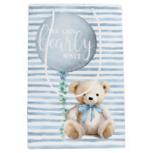 Blue Teddy Bear Baby Showbeutel Mittlere Geschenktüte (Vorderseite)