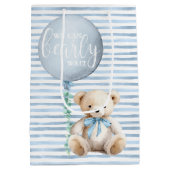 Blue Teddy Bear Baby Showbeutel Mittlere Geschenktüte (Rückseite)