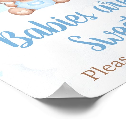 Blue Teddy Bear Baby Shower Babys sind Sweet Sign Poster (Ecke)
