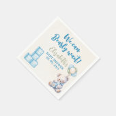Blue Teddy Bear - Baby Shower Boy Serviette (Ecke)