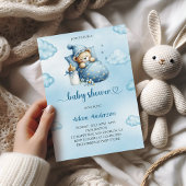 Blue Teddy Bear Baby Shower Einladung für Junge