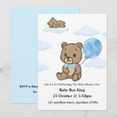 Blue Teddy Bear Baby Shower Invitation  Einladung (Vorne/Hinten)