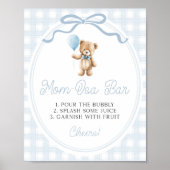 Blue Teddy Bear Baby Shower Mimosa Bar Sign Poster (Vorne)