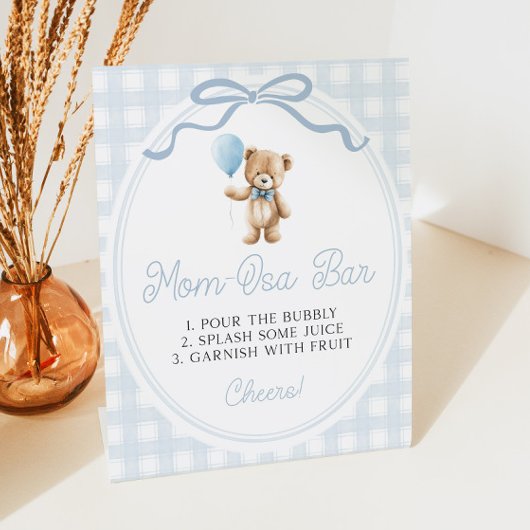 Blue Teddy Bear Baby Shower Mimosa Bar Sockelschild