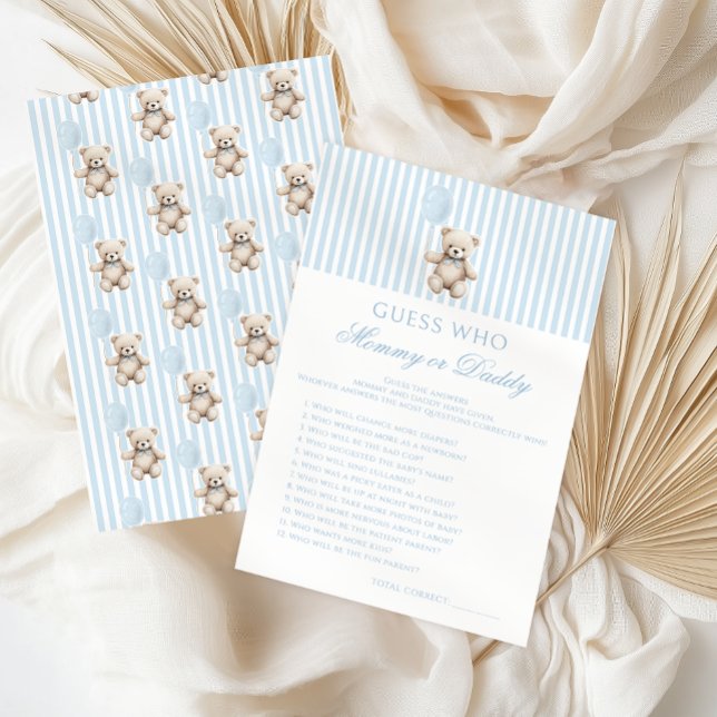 Blue Teddy Bear Baby Shower Mommy or Daddy Game (Von Creator hochgeladen)