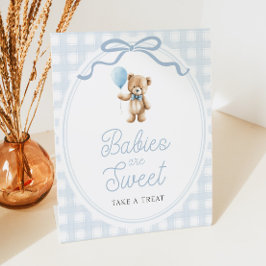 Blue Teddy Bear Baby Shower Sweets Table Sockelschild