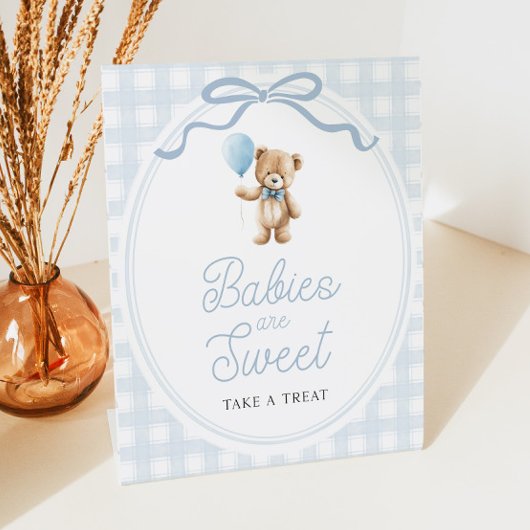 Blue Teddy Bear Baby Shower Sweets Table Sockelschild