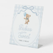 Blue Teddy Bear Baby Shower Sweets Table Sockelschild (Vorderseite)