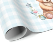 Blue Teddy Bear Baby Typografie Baby Showroom Geschenkpapier (Rolleneckpunkt)
