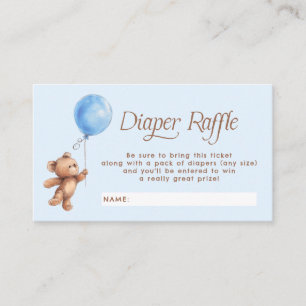 Blue Teddy Bear Ballon Diaper Raffel Ticket Begleitkarte