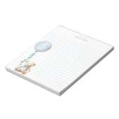 Blue Teddy Bear Ballon Personalisiert Notepad Notizblock (Rotiert)