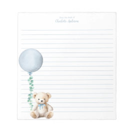 Blue Teddy Bear Ballon Personalisiert Notepad Notizblock
