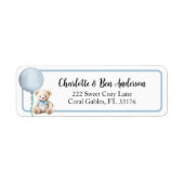 Blue Teddy Bear Balloon Address Label (Vorne)