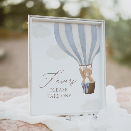 Blue Teddy Bear Balloon Baby Dusche Favorit Schild