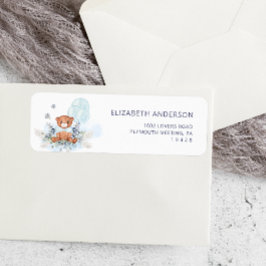 Blue Teddy Bear Balloon Baby Return Address Label