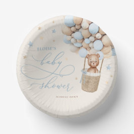 Blue Teddy Bear Balloon Babydusche frühzeitig abwa Pappteller