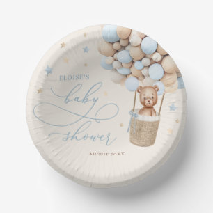 Blue Teddy Bear Balloon Babydusche frühzeitig abwa Pappteller