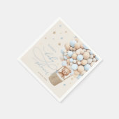 Blue Teddy Bear Balloon Babydusche frühzeitig abwa Serviette (Ecke)