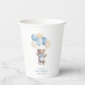Blue Teddy Bear Balloon Babydusche Pappbecher (Vorderseite)