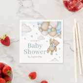 Blue Teddy Bear Balloon Bearly Wait Baby Shower Serviette (Beispiel)