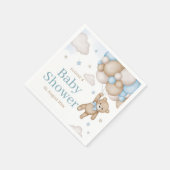 Blue Teddy Bear Balloon Bearly Wait Baby Shower Serviette (Ecke)