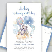 Blue Teddy Bear Balloon Niedlich Boy Baby Dusche Einladungspostkarte