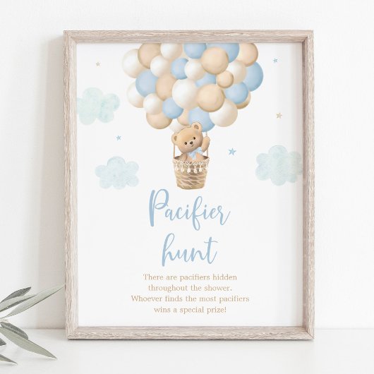 Blue Teddy Bear Balloon Schnuller Hunt Game Poster
