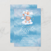 Blue Teddy Bear Balloons Baby Diaper Raffles Begleitkarte (Vorne/Hinten)