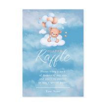 Blue Teddy Bear Balloons Baby Diaper Raffles