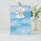 Blue Teddy Bear Balloons Baby Diaper Raffles Begleitkarte (Stehend Vorderseite)