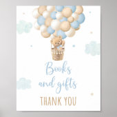 Blue Teddy Bear Balloons Babydusche Geschenke Schi Poster (Vorne)