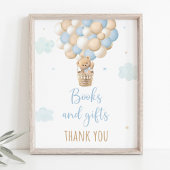 Blue Teddy Bear Balloons Babydusche Geschenke Schi Poster