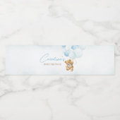 Blue Teddy Bear Balloons Babydusche Wasserflaschenetikett (Einzelnes Label)