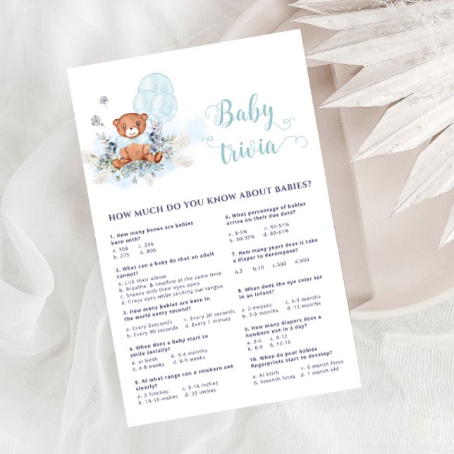 Blue Teddy Bear Balloons Bearly Wait Trivia Game (Von Creator hochgeladen)