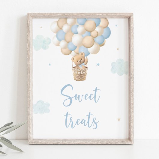 Blue Teddy Bear Balloons Kinderdusche Leckereien U Poster