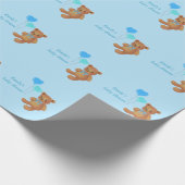 Blue Teddy Bear & Balloons Wrapping Geschenkpapier (Ecke)