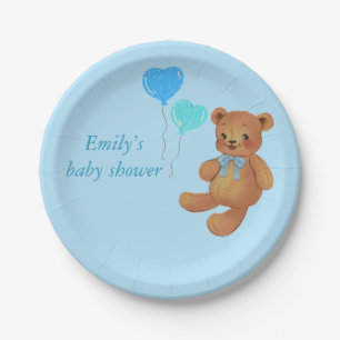 Blue Teddy Bear & Balloons Wrapping Pappteller