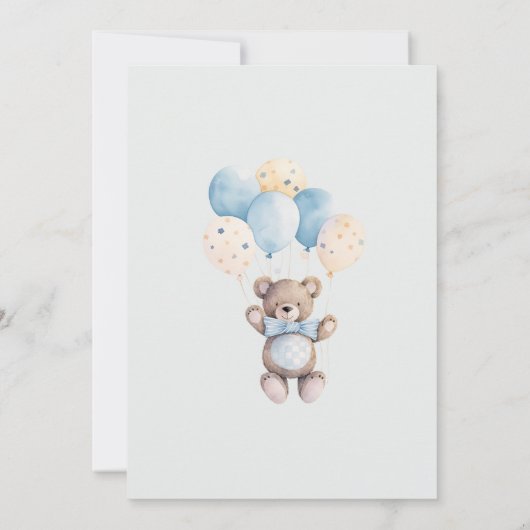 Blue Teddy Bear Bear Bearly Wait Baby Dusche Einladung (Rückseite)