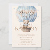 Blue Teddy Bear Bear Bearly Wait Baby Dusche Einladung (Vorderseite)