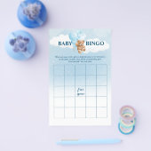 Blue Teddy Bear BINGO Baby Showspiele Flyer (Einzeln)