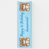 Blue Teddy Bear Birthday Party Banner (Vertikal)