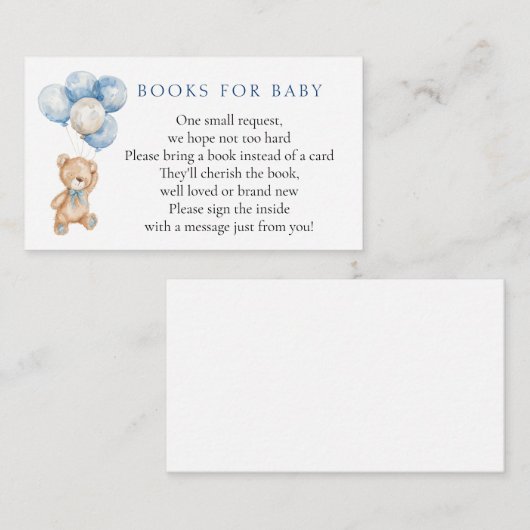Blue Teddy Bear Books for Baby Begleitkarte (Vorne/Hinten)