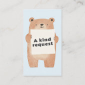 Blue Teddy Bear Books for baby Request Begleitkarte (Rückseite)