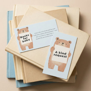 Blue Teddy Bear Books for baby Request Begleitkarte