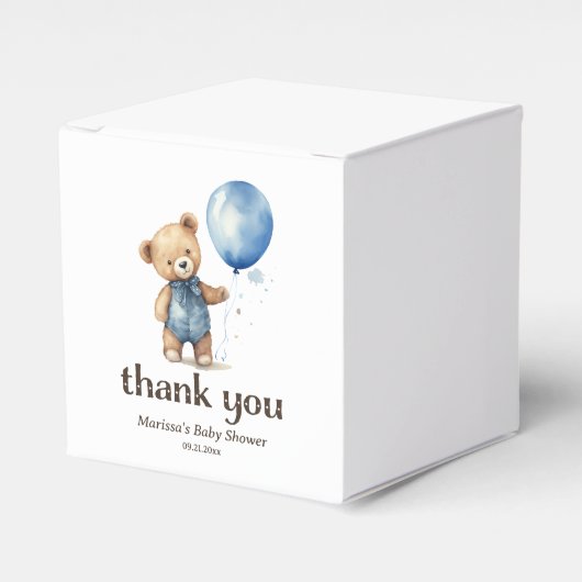 Blue Teddy Bear Boy Baby Dusche Danke Geschenkschachtel (Vorderseite)