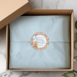 Blue Teddy Bear Boy Baby Dusche Danke Runder Aufkleber