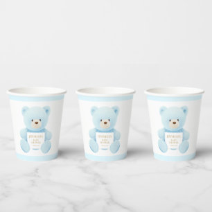 Blue Teddy Bear Boy Baby Dusche Pappbecher