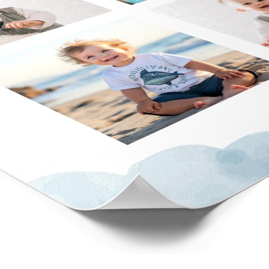 Blue Teddy Bear Boy Birthday Foto Milestone Zeiche Poster (Ecke)