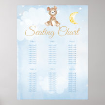 Blue Teddy Bear Boy's Baby Shower Seating Chart