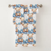 Blue Teddy Bear Boy's Bath Towel Set (Insitu)